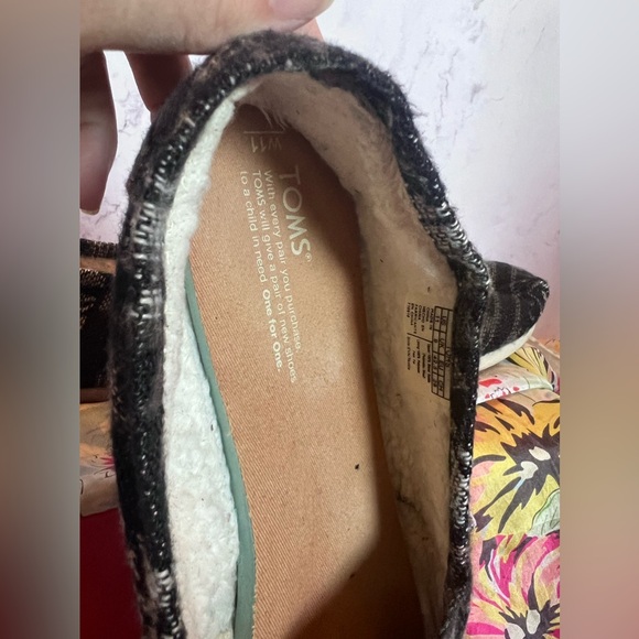 Toms Jacquard Tribal Pattern Sherpa Slip On Flats Womens 11 - Picture 6 of 7